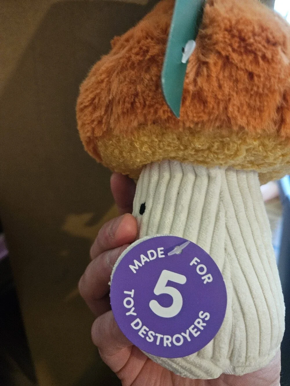 Boots and Barkley Tough Plush Dog Toy Mushroom: NEW
